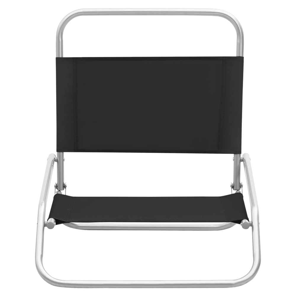 Folding Beach Chairs 2 pcs vidaXL Black Fabric by vidaXL
