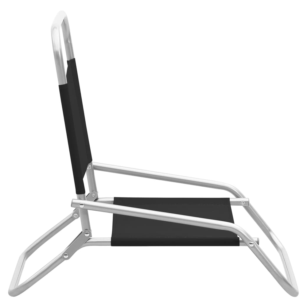 Folding Beach Chairs 2 pcs vidaXL Black Fabric by vidaXL