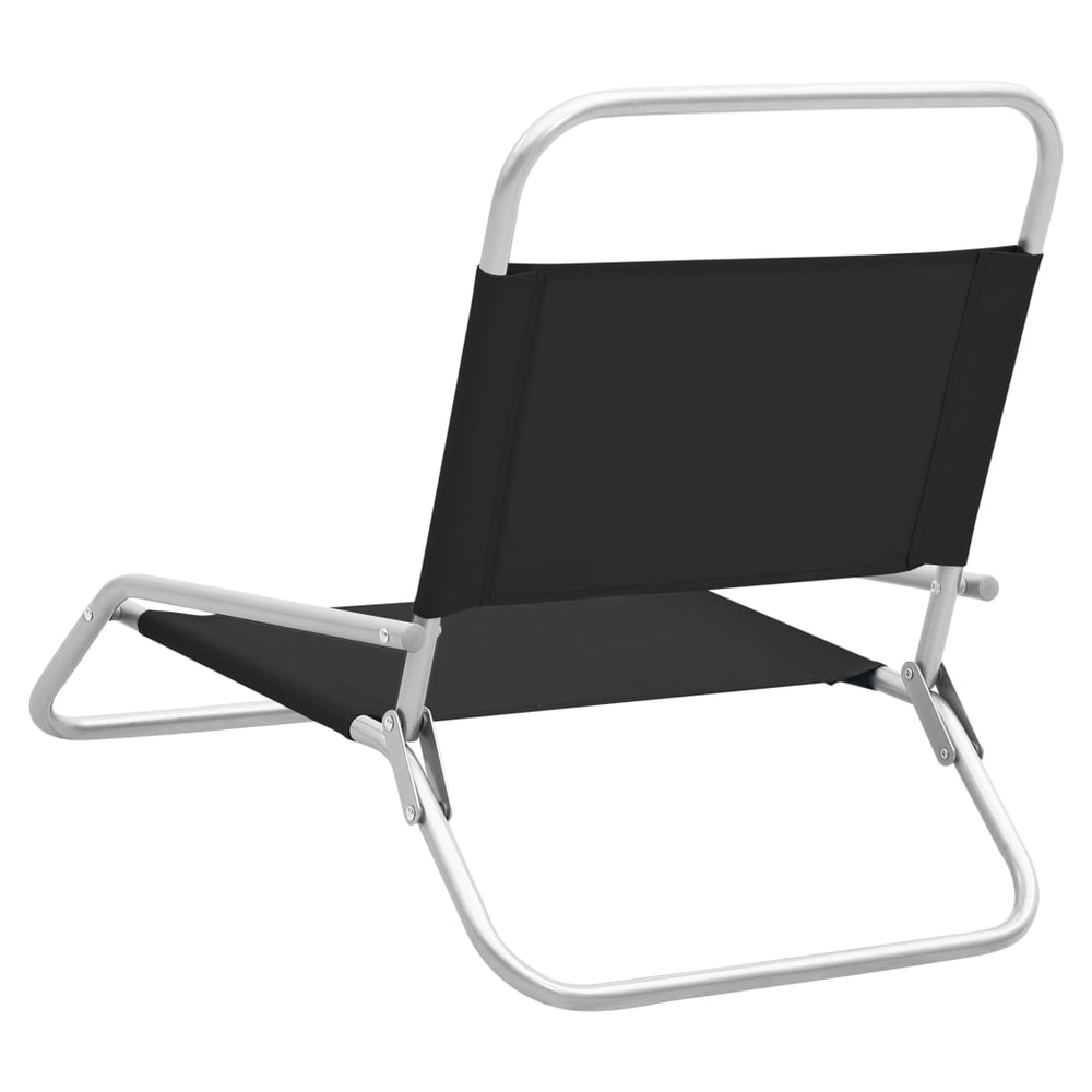 Folding Beach Chairs 2 pcs vidaXL Black Fabric by vidaXL