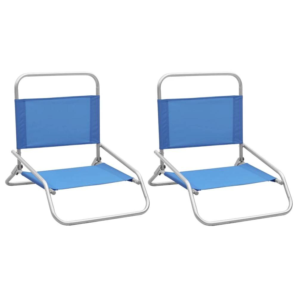 Folding Beach Chairs 2 pcs vidaXL Black Fabric by vidaXL