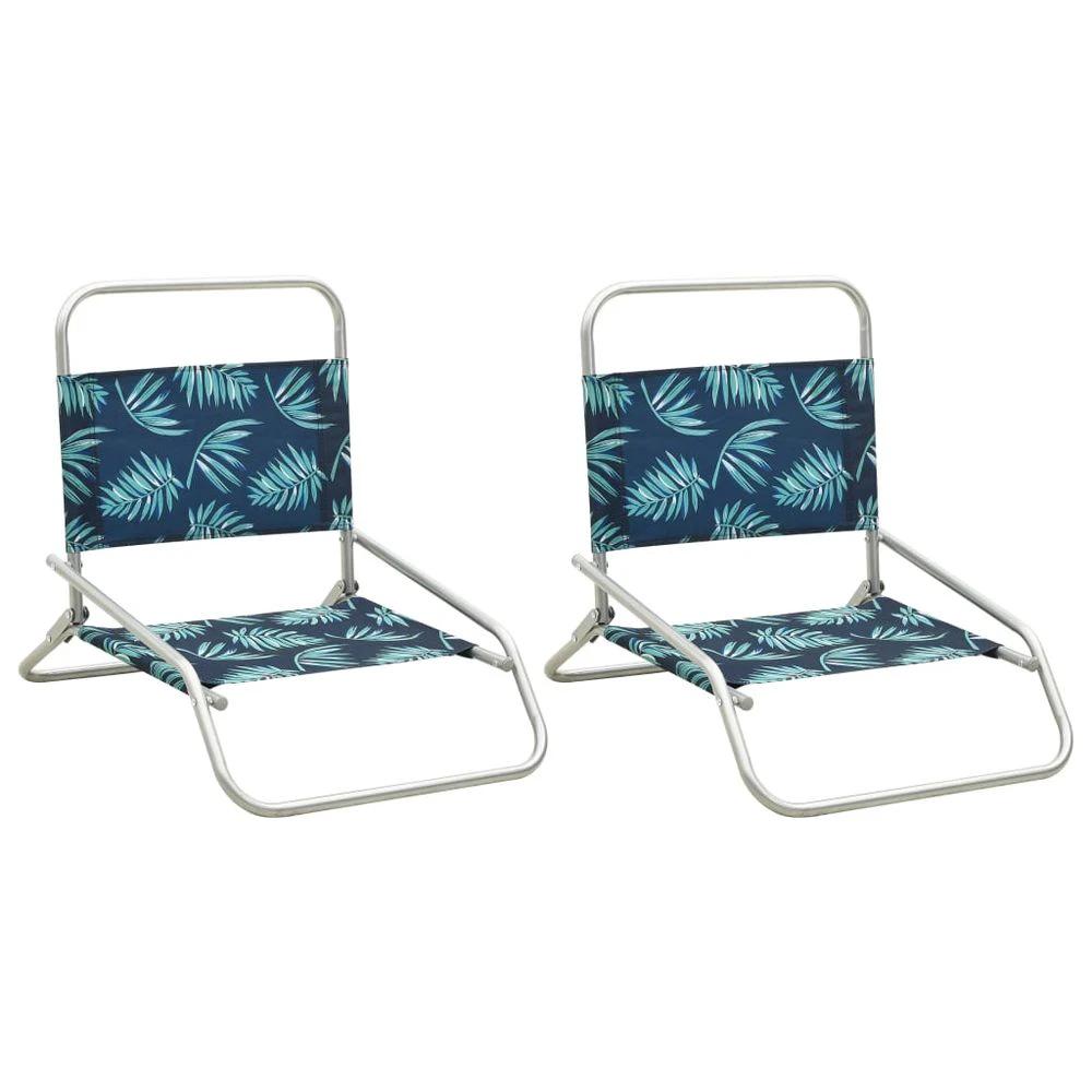 Folding Beach Chairs 2 pcs vidaXL Black Fabric by vidaXL