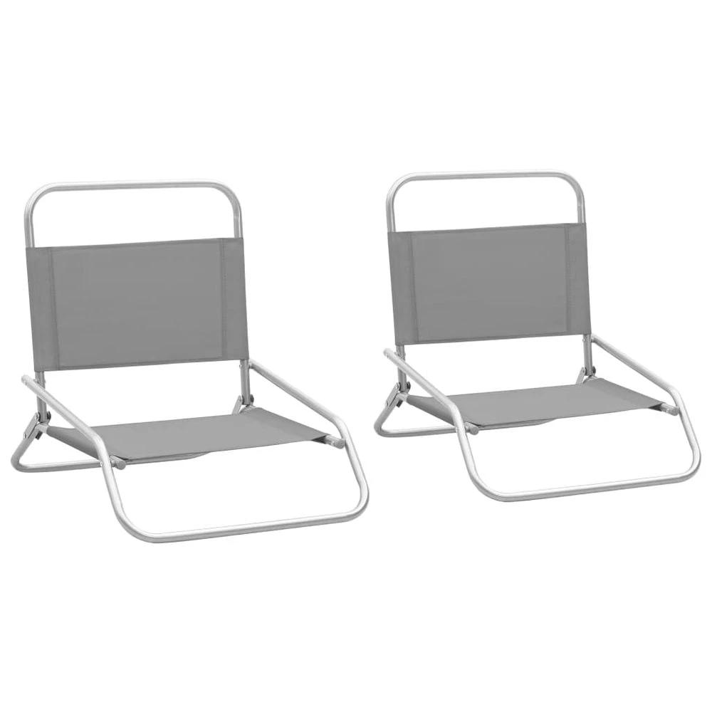 Folding Beach Chairs 2 pcs vidaXL Black Fabric by vidaXL