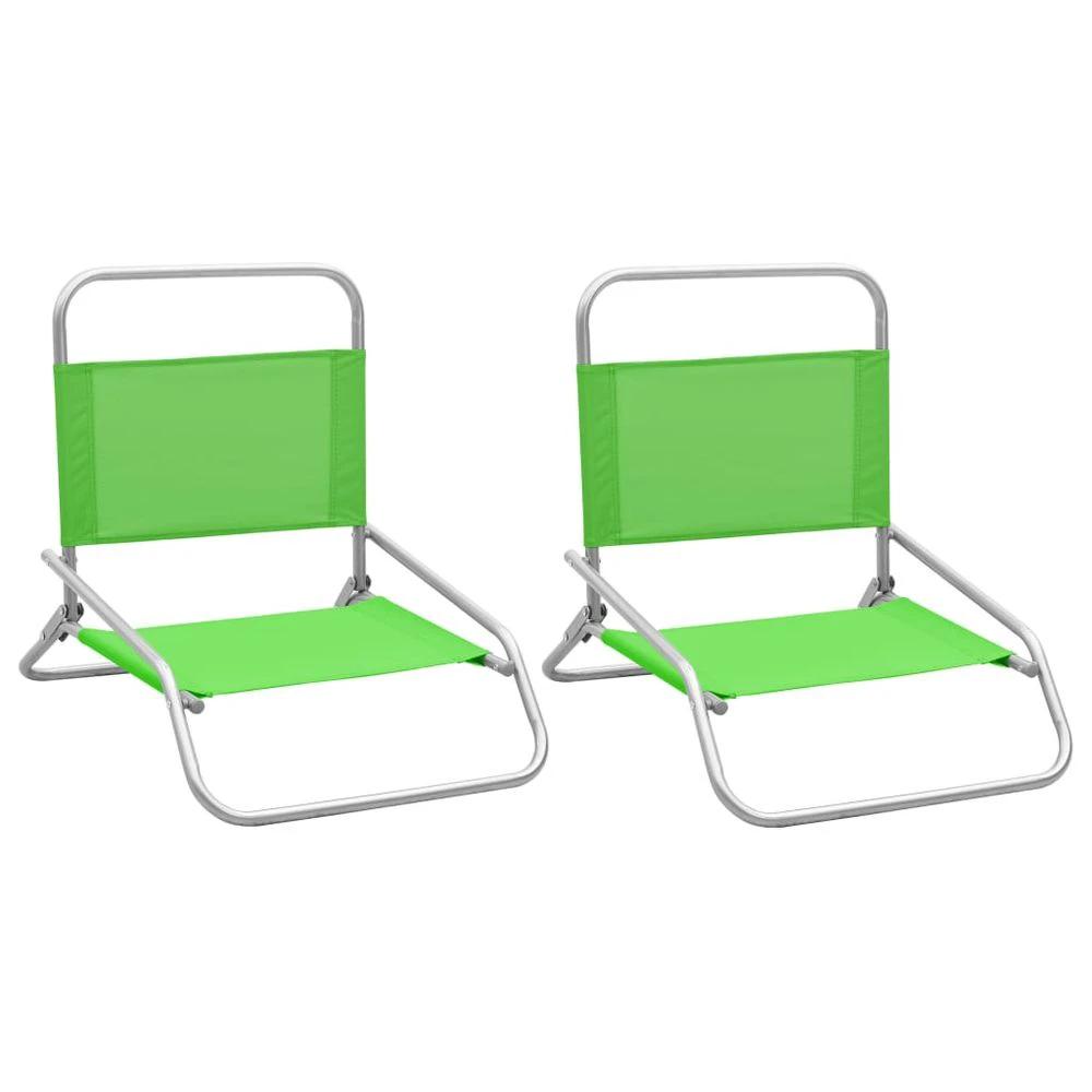 Folding Beach Chairs 2 pcs vidaXL Black Fabric by vidaXL