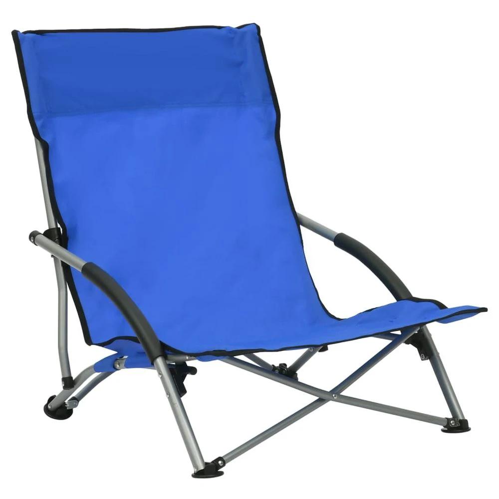 Folding Beach Chairs 2 pcs vidaXL Blue Fabric by vidaXL