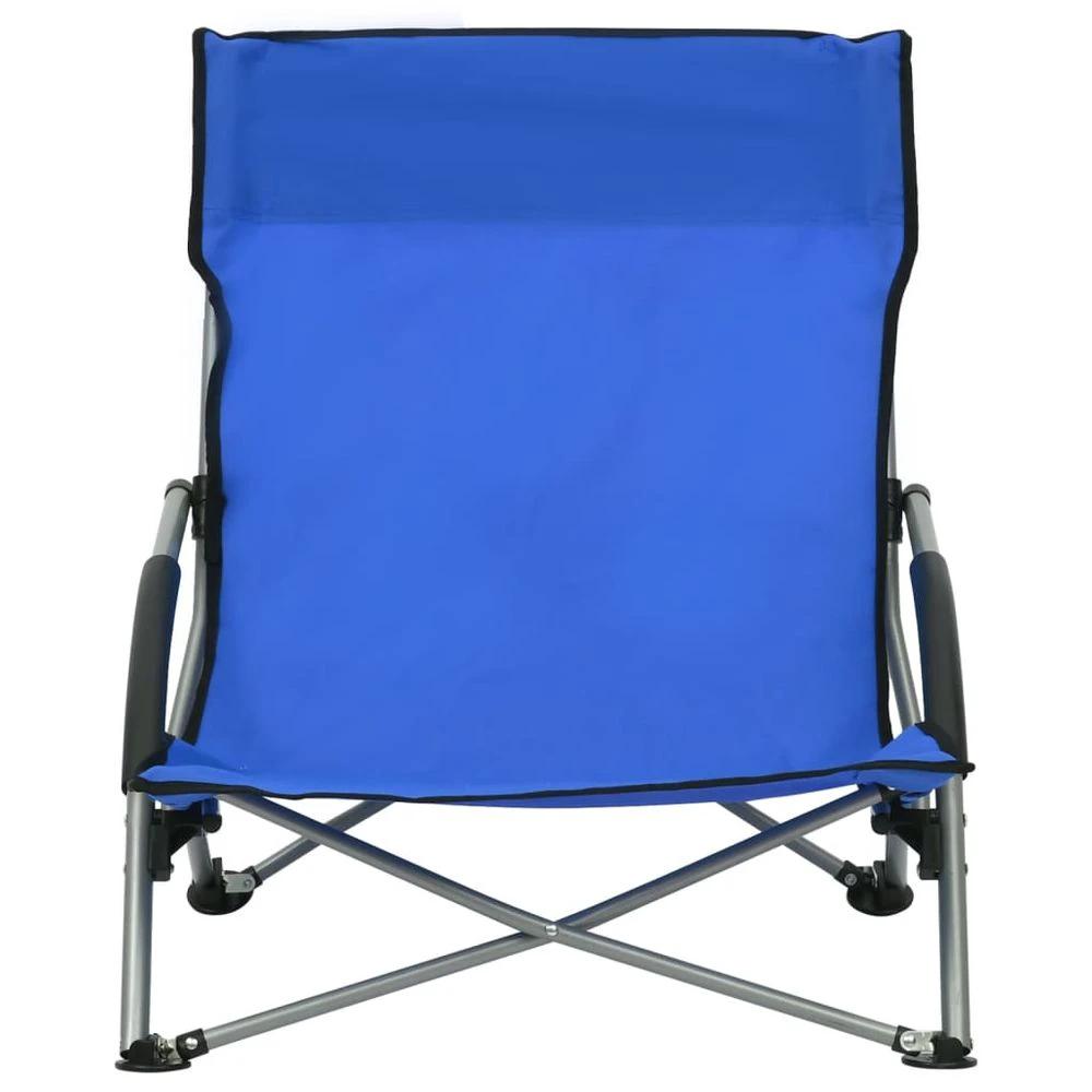 Folding Beach Chairs 2 pcs vidaXL Blue Fabric by vidaXL
