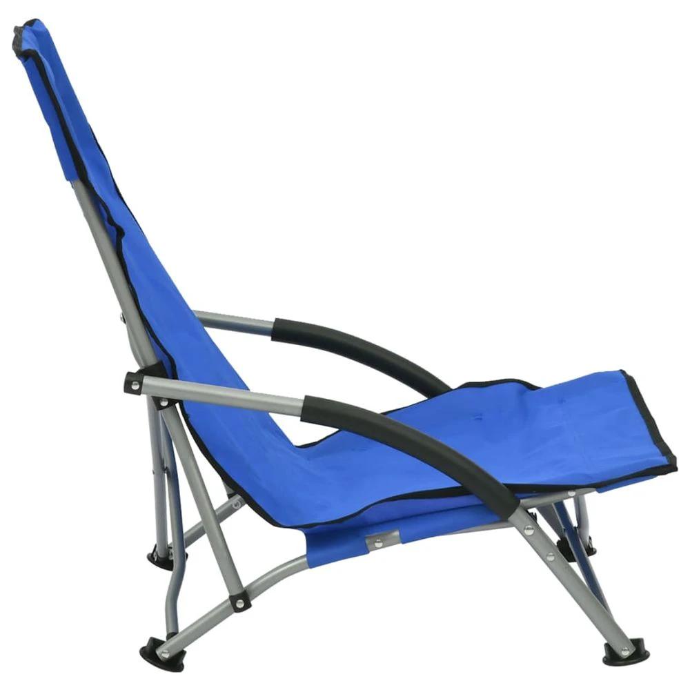 Folding Beach Chairs 2 pcs vidaXL Blue Fabric by vidaXL