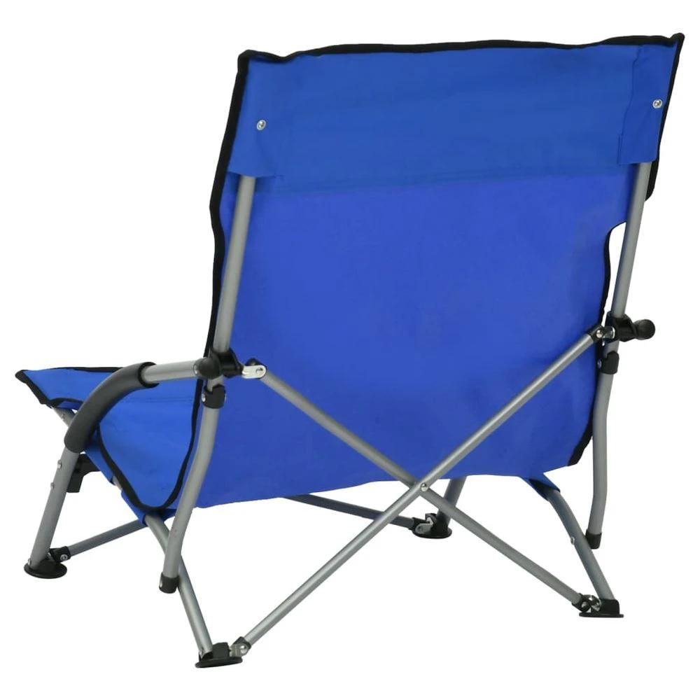 Folding Beach Chairs 2 pcs vidaXL Blue Fabric by vidaXL