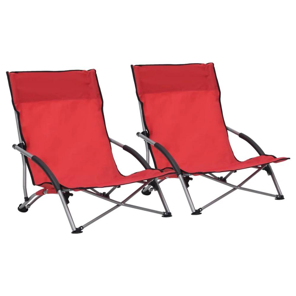 Folding Beach Chairs 2 pcs vidaXL Blue Fabric by vidaXL