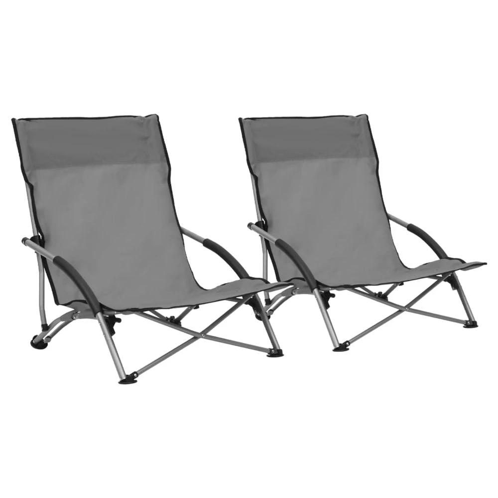 Folding Beach Chairs 2 pcs vidaXL Blue Fabric by vidaXL