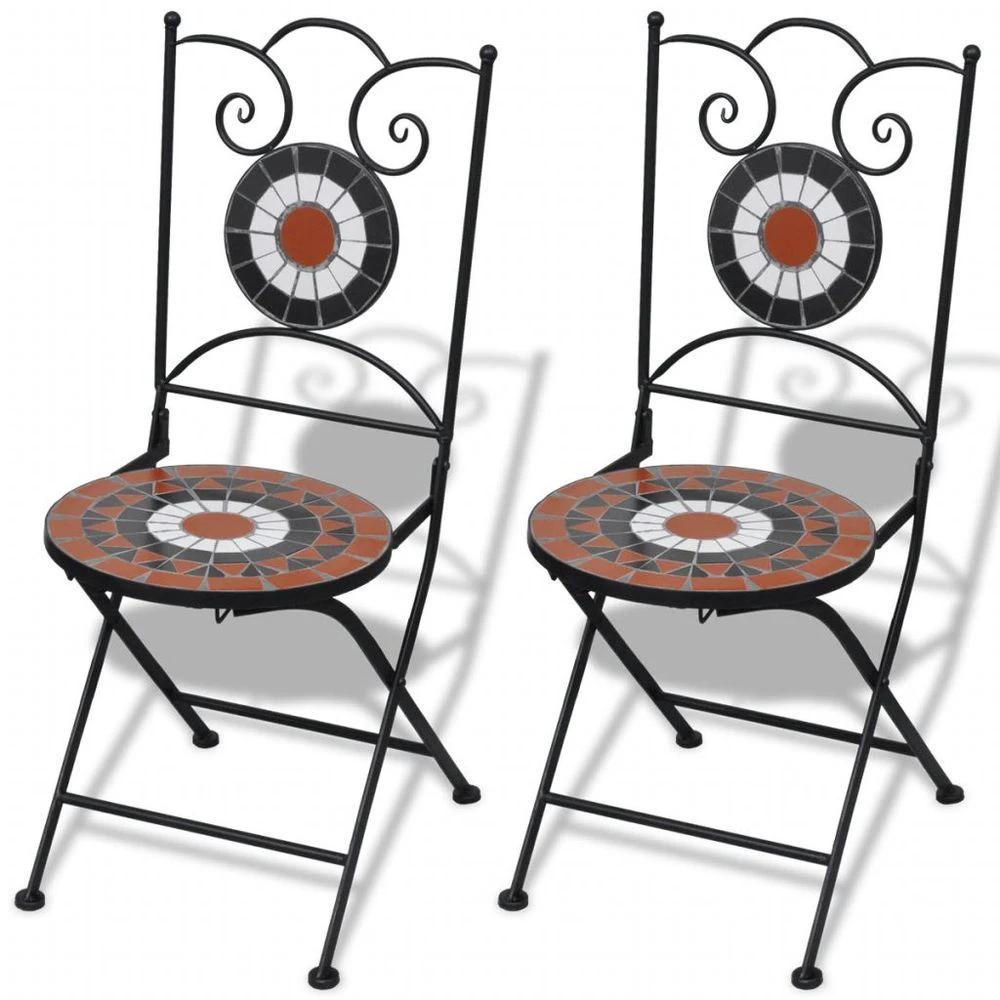 Folding Bistro Chairs 2 pcs vidaXL Ceramic Terracotta by vidaXL
