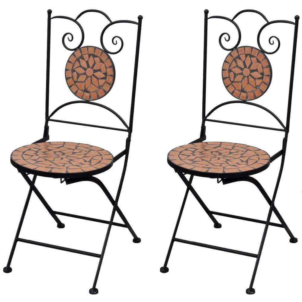 Folding Bistro Chairs 2 pcs vidaXL Ceramic Terracotta by vidaXL