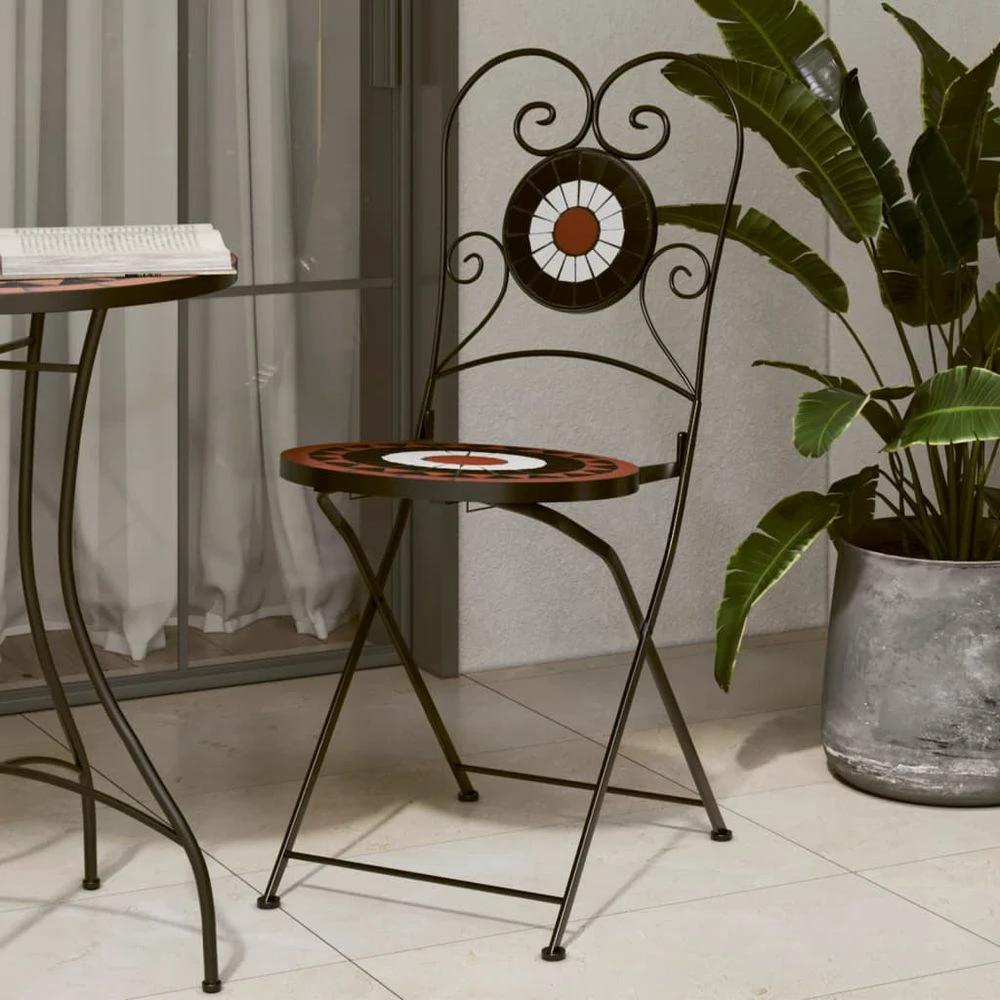Folding Bistro Chairs 2 pcs vidaXL Ceramic Terracotta by vidaXL