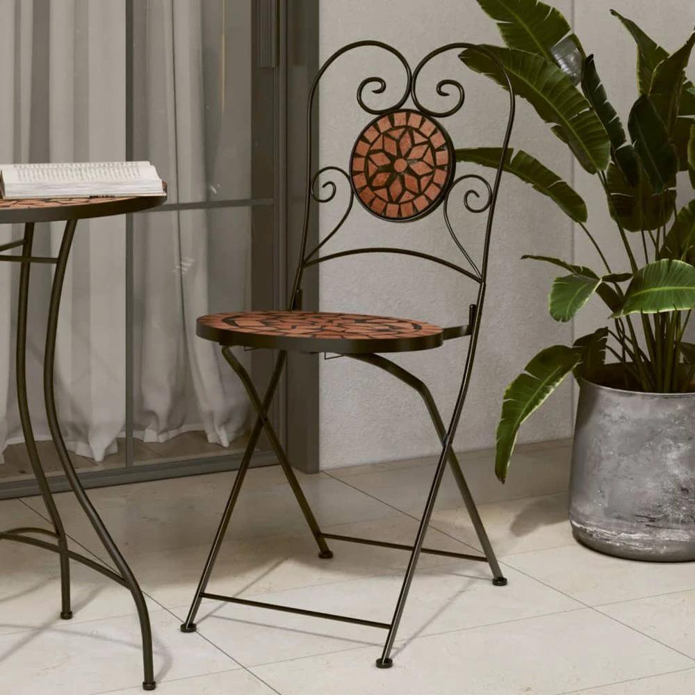 Folding Bistro Chairs 2 pcs vidaXL Ceramic Terracotta by vidaXL