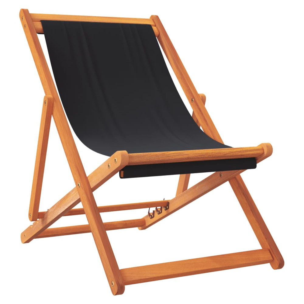 Folding Beach Chairs 2 pcs vidaXL Black Fabric by vidaXL