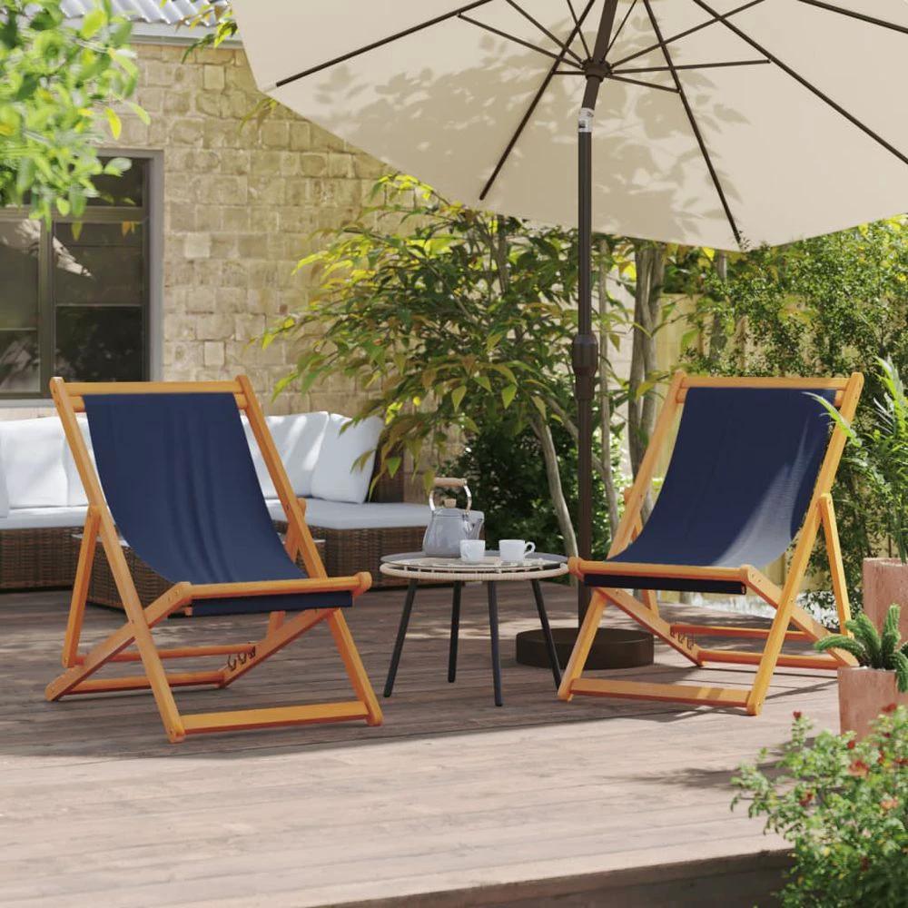 Folding Beach Chairs 2 pcs vidaXL Blue Fabric by vidaXL