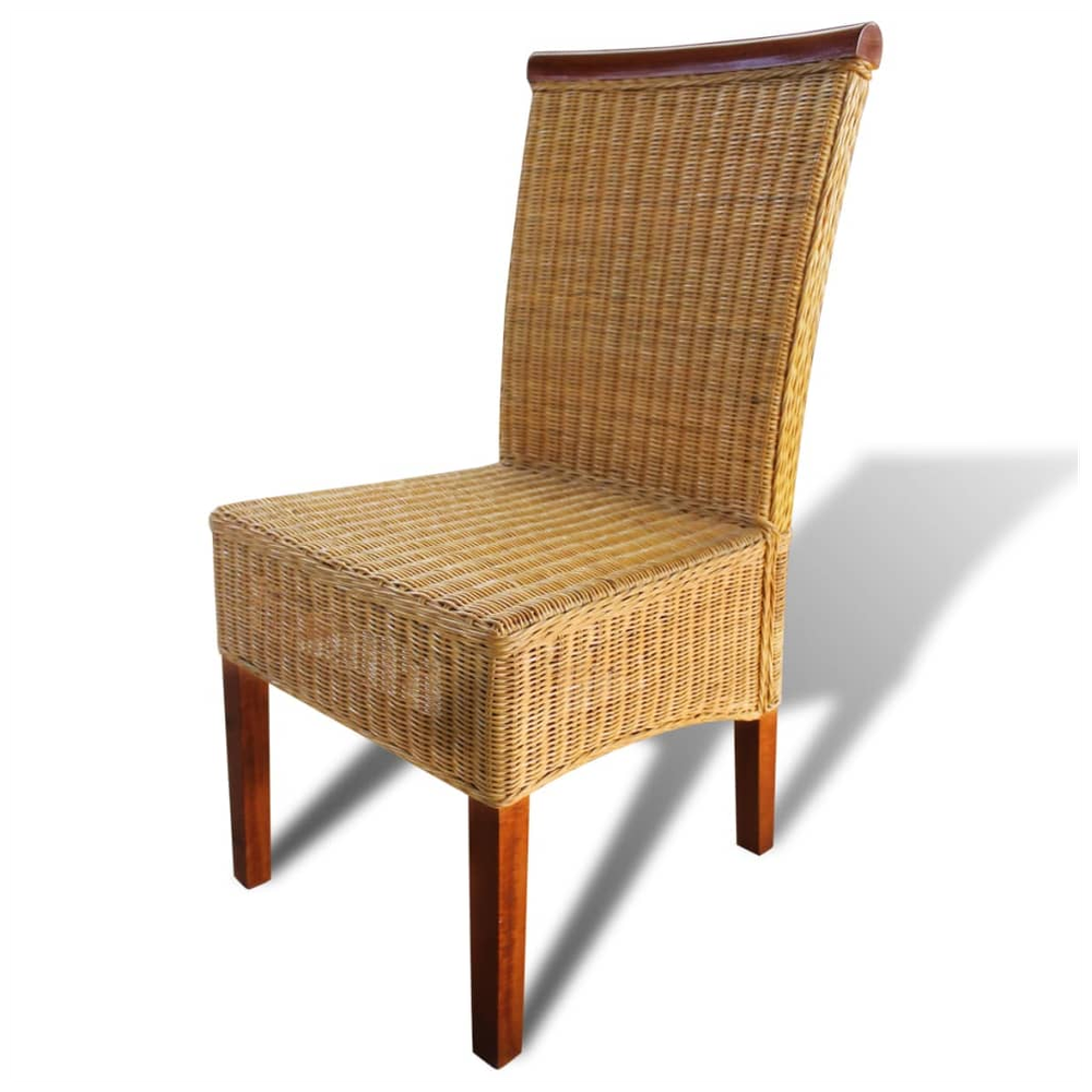 Dining Chairs 4 pcs vidaXL Brown Natural Rattan by vidaXL