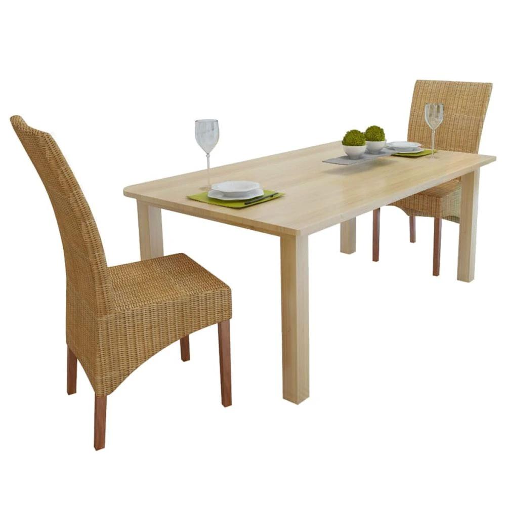 Dining Chairs 4 pcs vidaXL Brown Natural Rattan by vidaXL