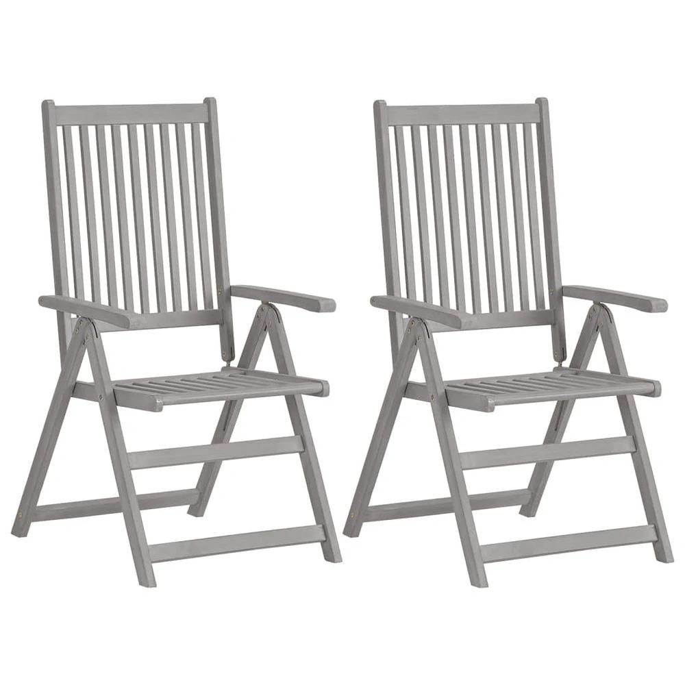 Garden Reclining Chairs 2 pcs vidaXL Grey Solid Acacia Wood by vidaXL