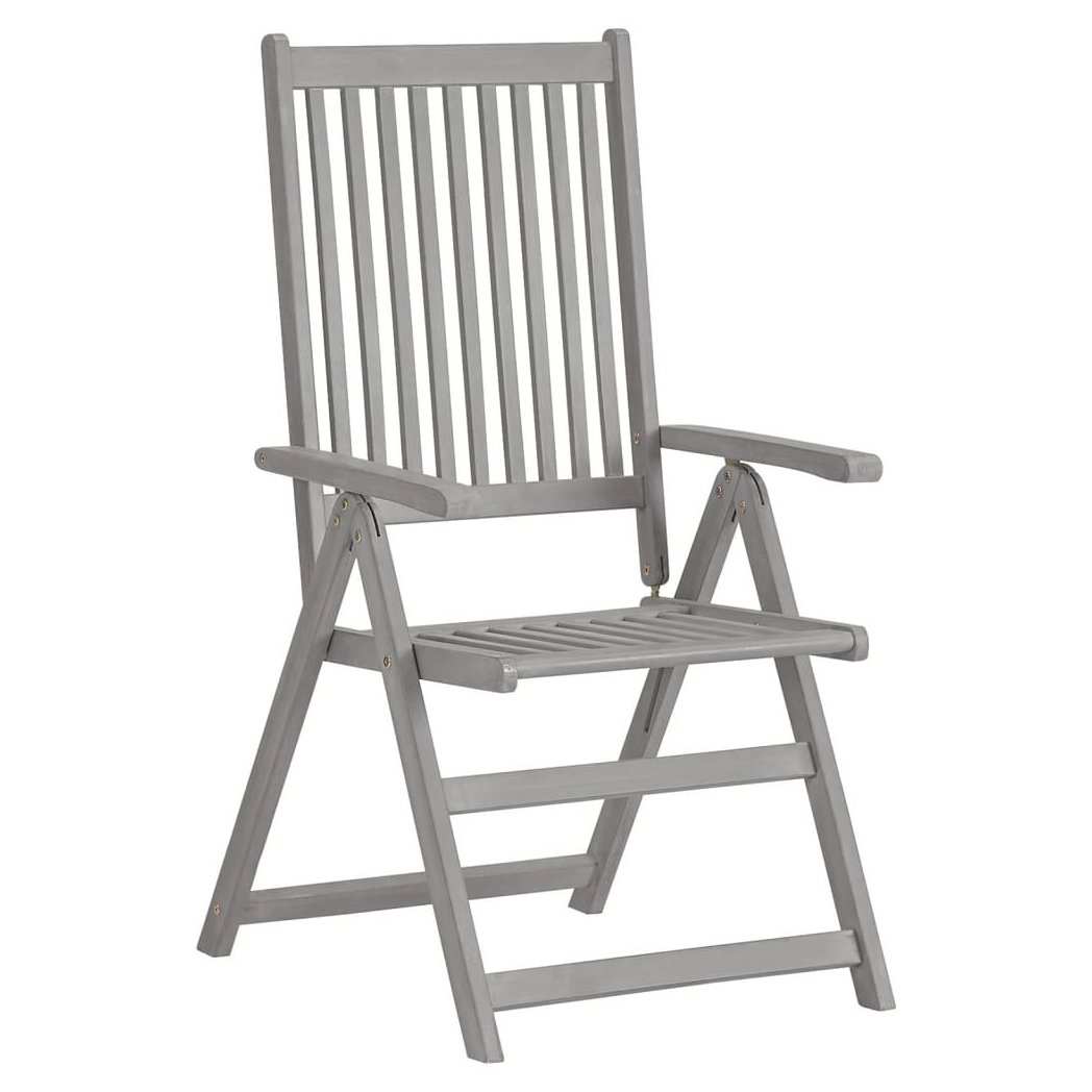 Garden Reclining Chairs 2 pcs vidaXL Grey Solid Acacia Wood by vidaXL