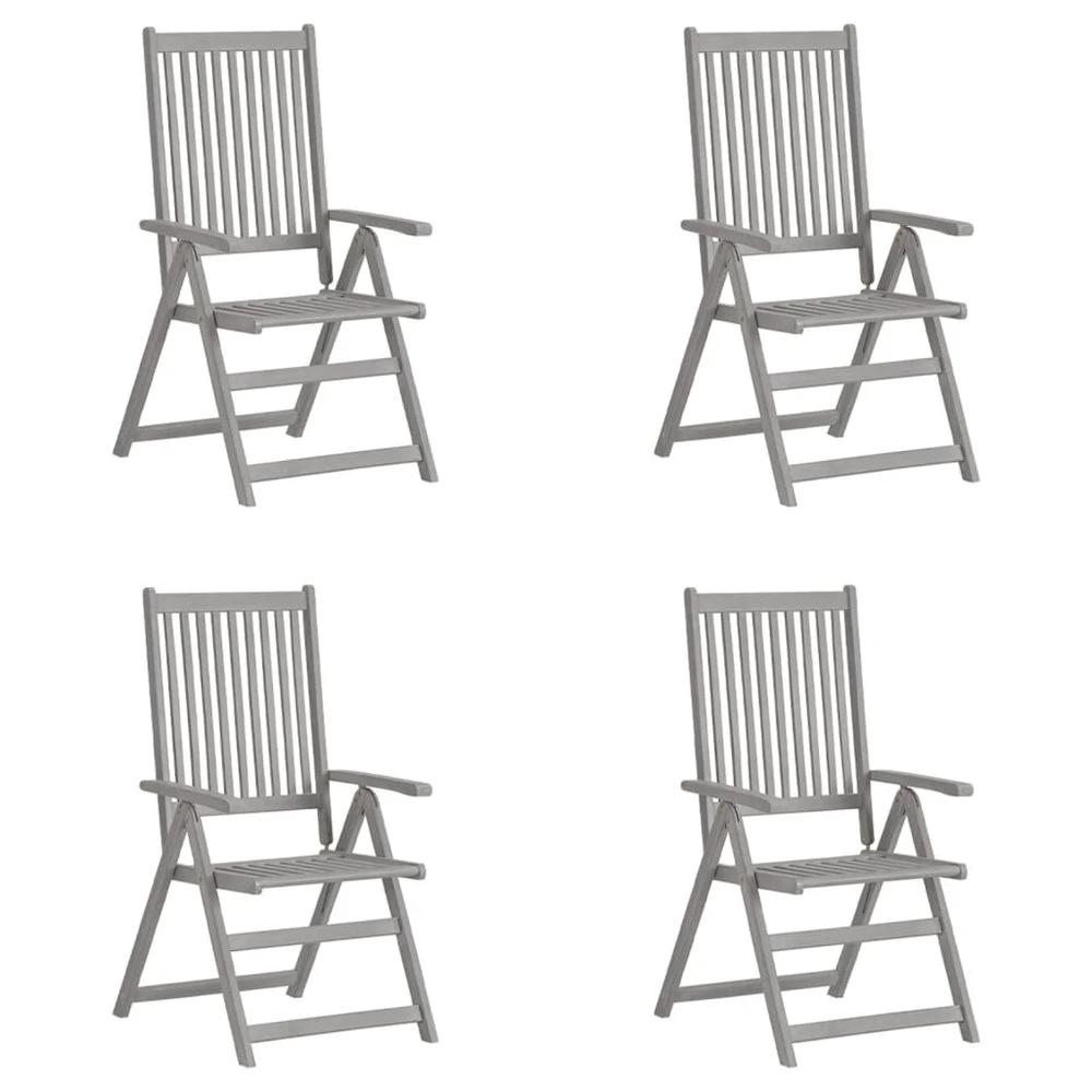 Garden Reclining Chairs 2 pcs vidaXL Grey Solid Acacia Wood by vidaXL