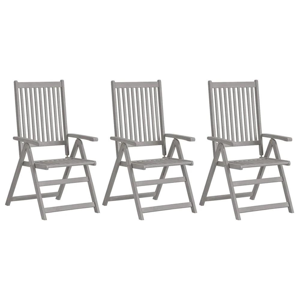 Garden Reclining Chairs 2 pcs vidaXL Grey Solid Acacia Wood by vidaXL