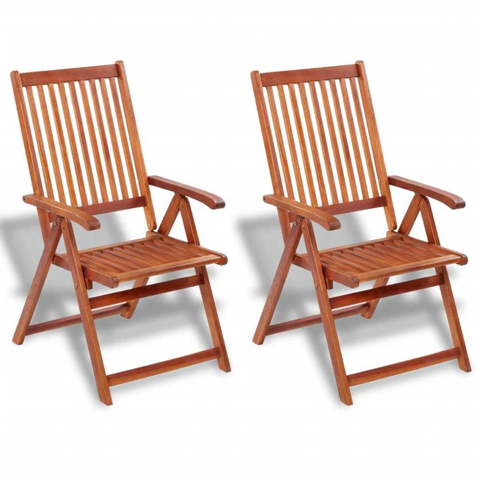 Folding Garden Chairs 2 pcs vidaXL Solid Acacia Wood Brown by vidaXL