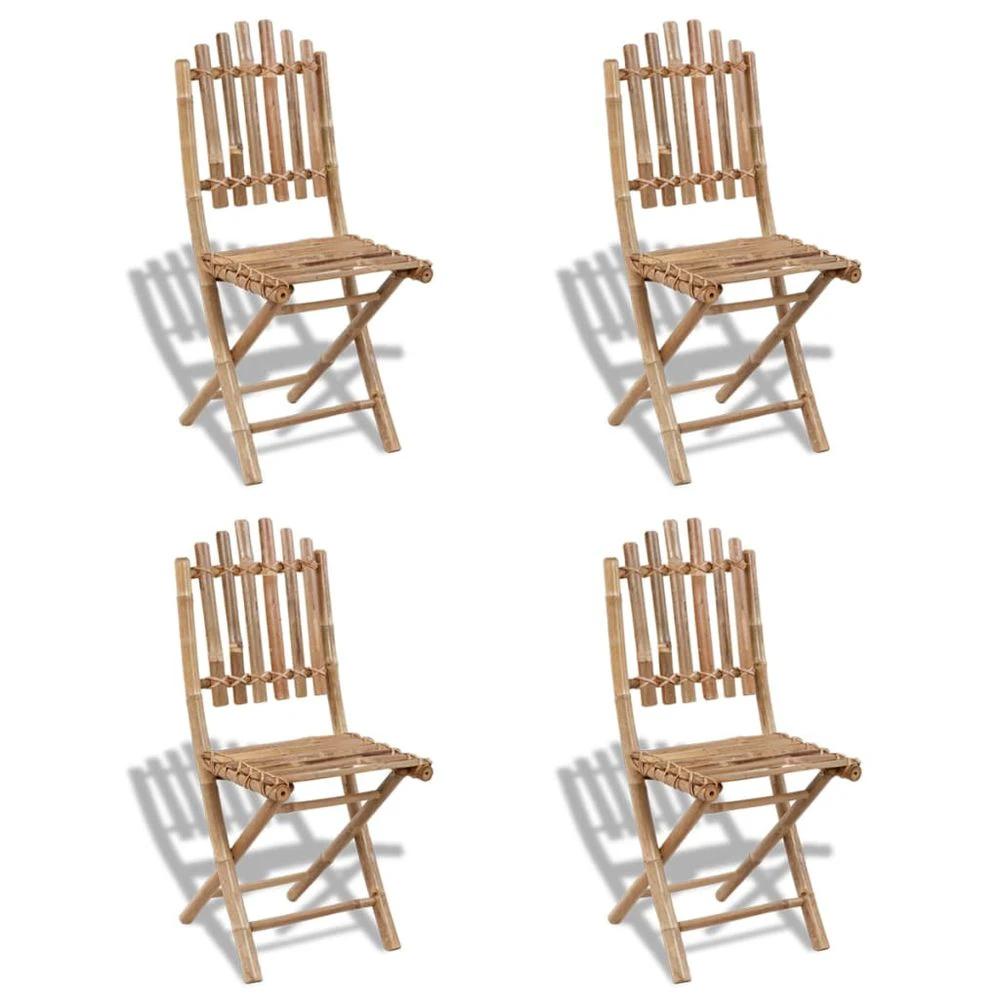 Foldable Outdoor Chairs vidaXL Bamboo 4 pcs by vidaXL
