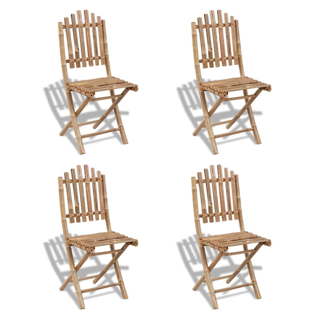 Foldable Outdoor Chairs vidaXL Bamboo 4 pcs by vidaXL