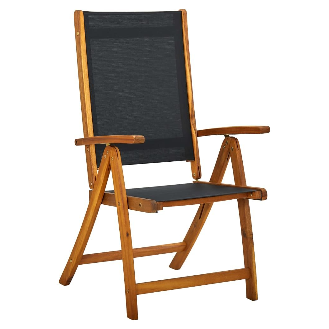 Folding Garden Chairs 2 pcs vidaXL Solid Acacia Wood and Textilene by vidaXL