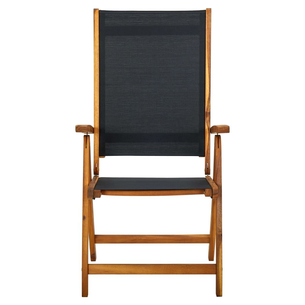 Folding Garden Chairs 2 pcs vidaXL Solid Acacia Wood and Textilene by vidaXL