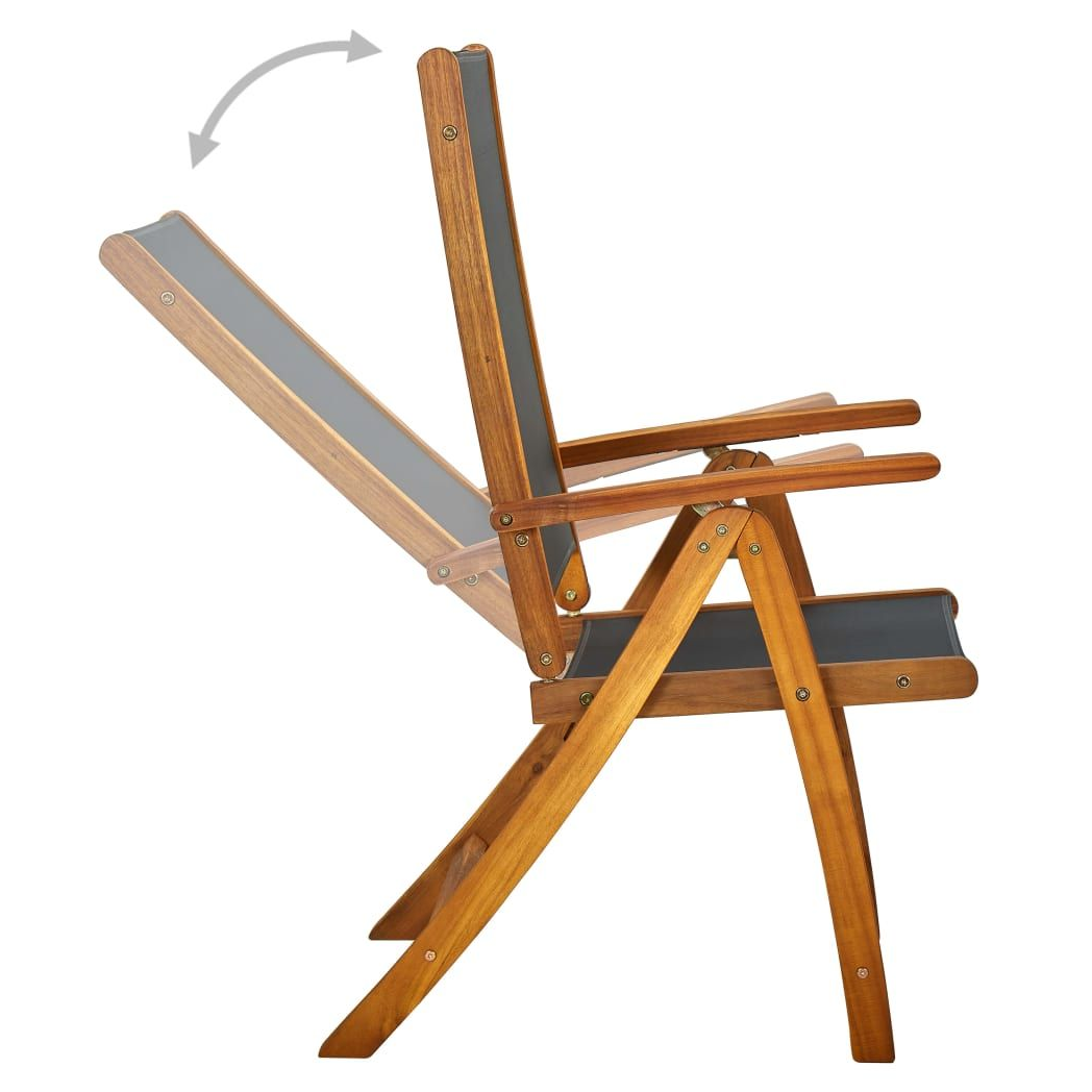 Folding Garden Chairs 2 pcs vidaXL Solid Acacia Wood and Textilene by vidaXL