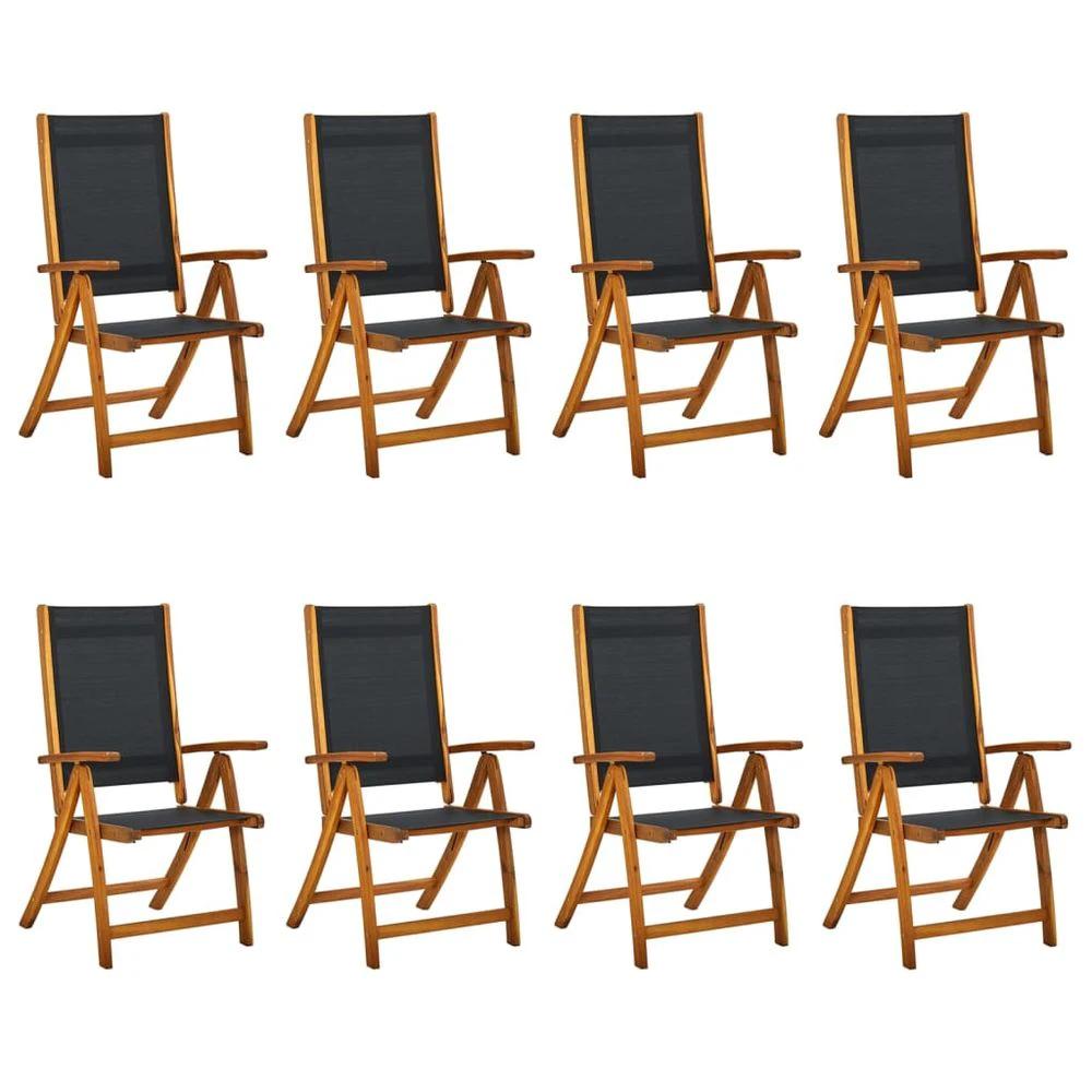 Folding Garden Chairs 2 pcs vidaXL Solid Acacia Wood and Textilene by vidaXL