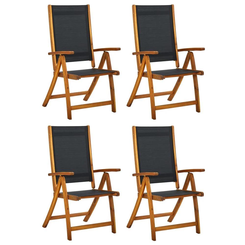 Folding Garden Chairs 2 pcs vidaXL Solid Acacia Wood and Textilene by vidaXL