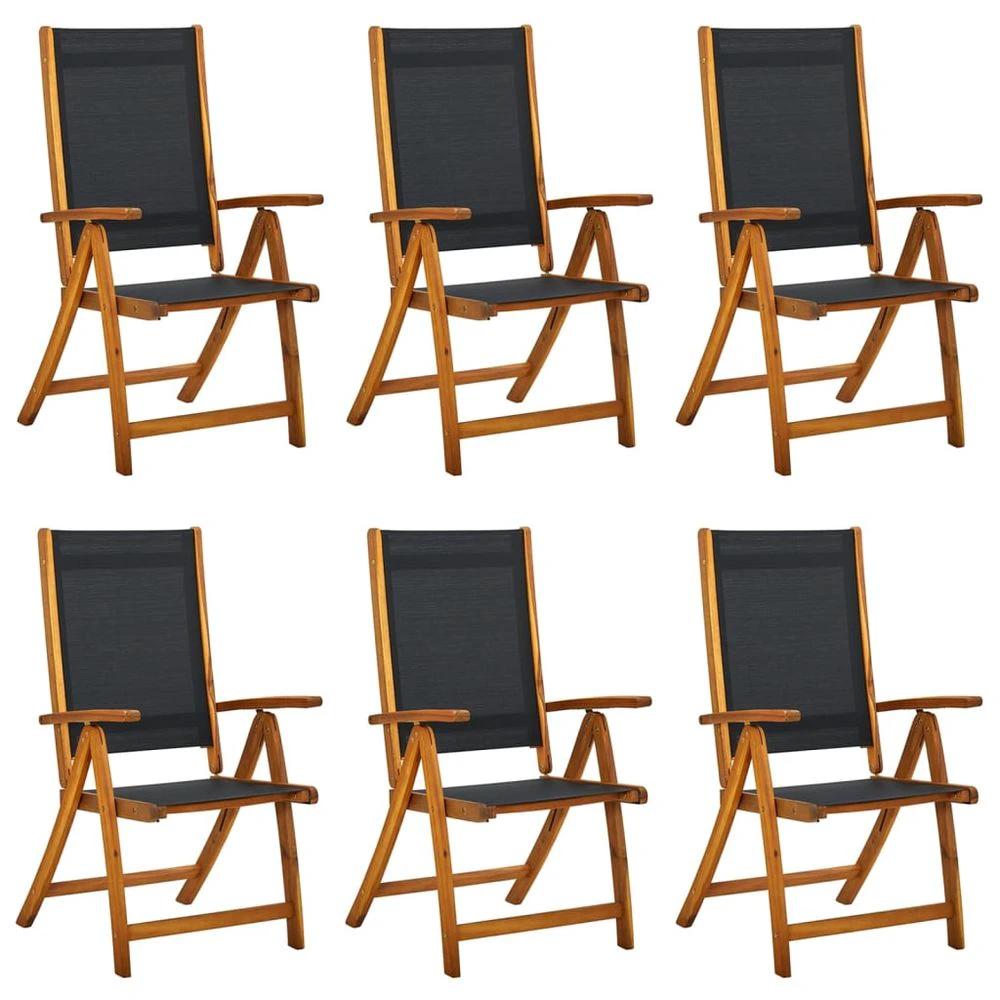 Folding Garden Chairs 2 pcs vidaXL Solid Acacia Wood and Textilene by vidaXL
