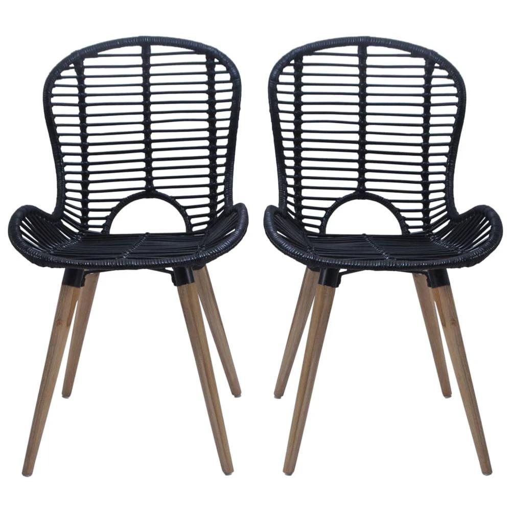vidaXL Dining Chairs 6 pcs vidaXL Black Natural Rattan - Uncategorized Garden Chairs