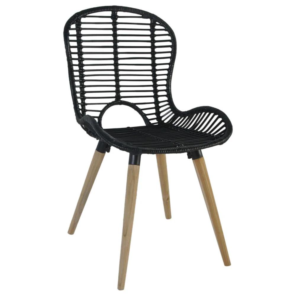 vidaXL Dining Chairs 6 pcs vidaXL Black Natural Rattan - Uncategorized Garden Chairs