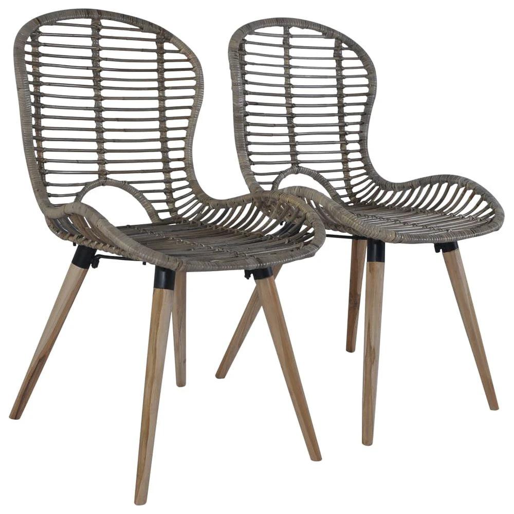 Dining Chairs 6 pcs vidaXL Black Natural Rattan by vidaXL