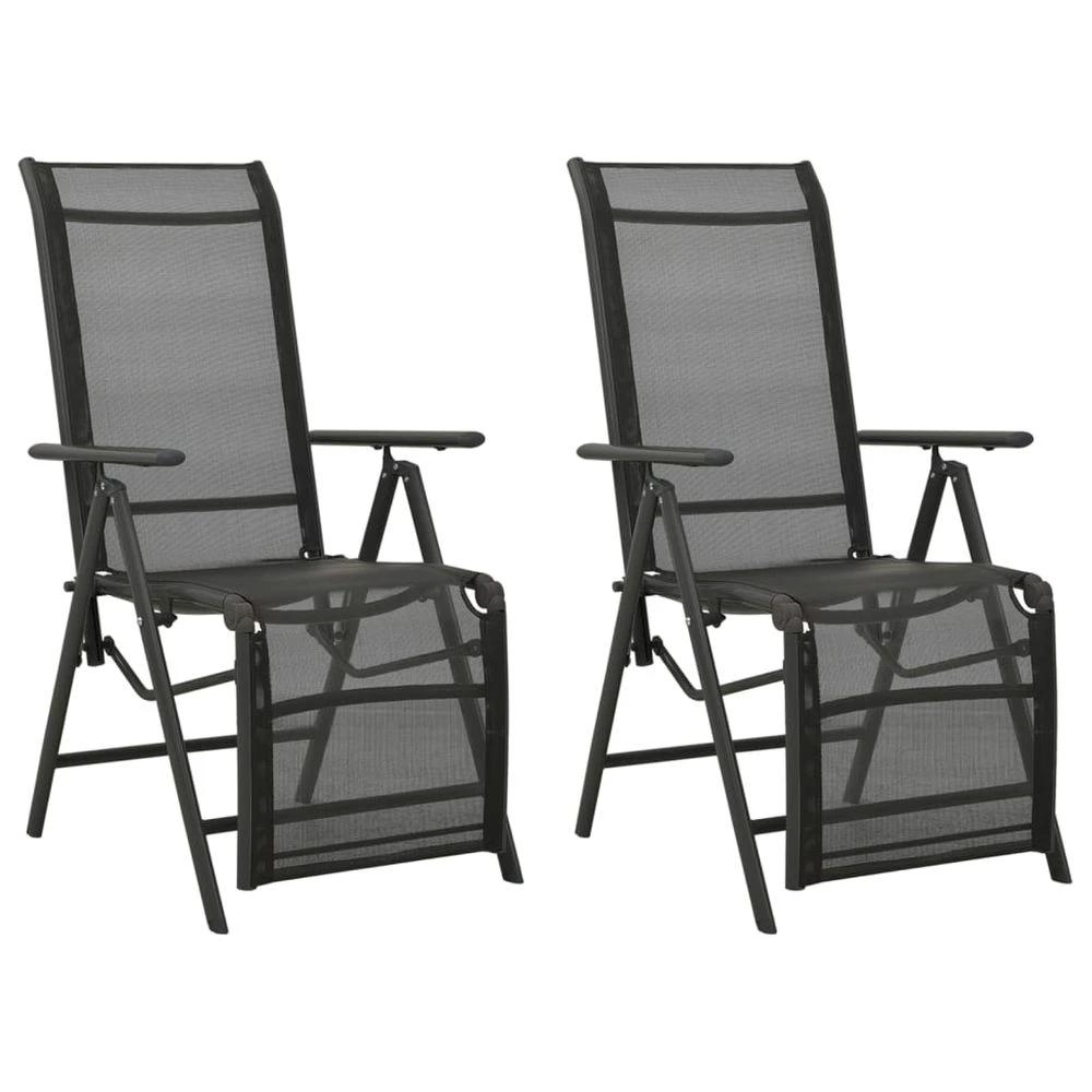Reclining Garden Chairs 2pcs vidaXL Textilene and Aluminium Black by vidaXL