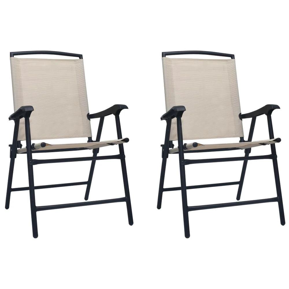 Folding Garden Chairs 2 pcs vidaXL Texilene Grey by vidaXL