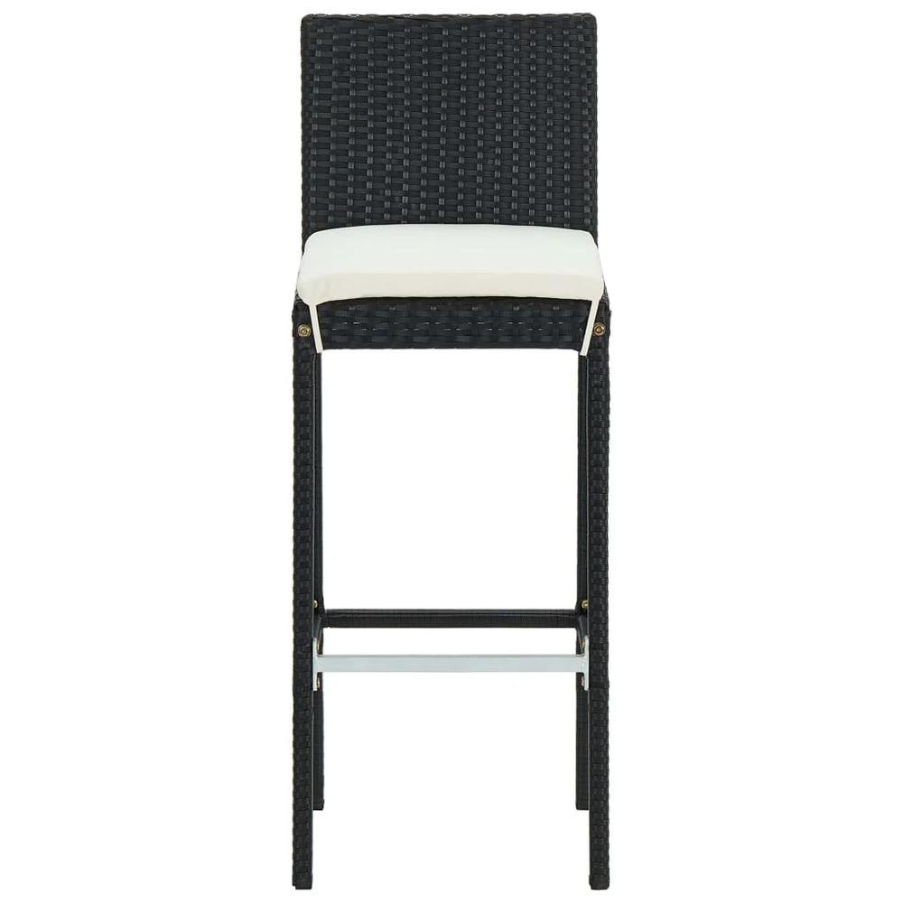 Garden Bar Stools with Cushions 2 pcs vidaXL Black Poly Rattan by vidaXL