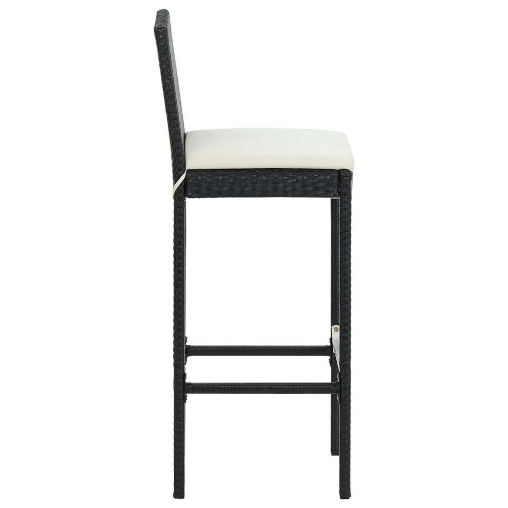 Garden Bar Stools with Cushions 2 pcs vidaXL Black Poly Rattan by vidaXL