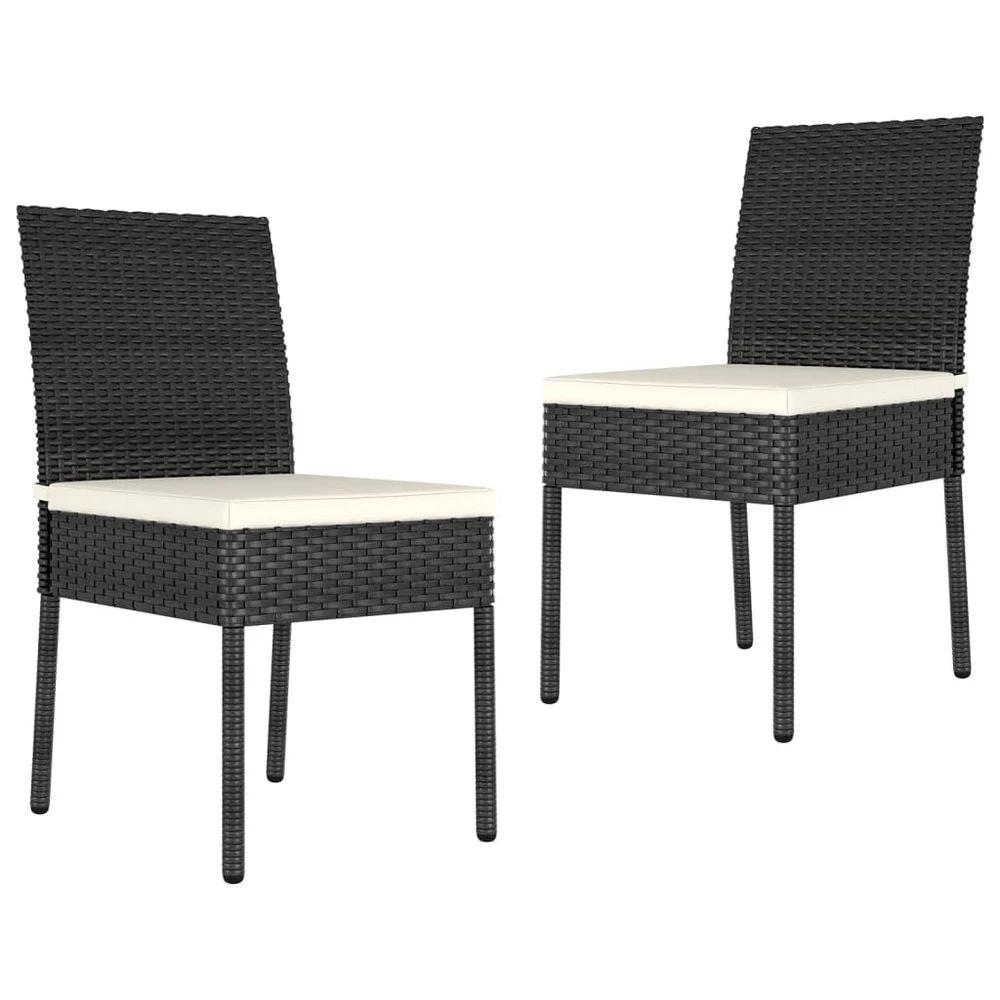 Garden Dining Chairs 2 pcs Poly vidaXL Rattan Black by vidaXL