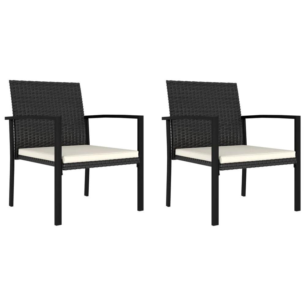 vidaXL Garden Dining Chairs 2 pcs Poly vidaXL Rattan Black - Uncategorized Garden Chairs