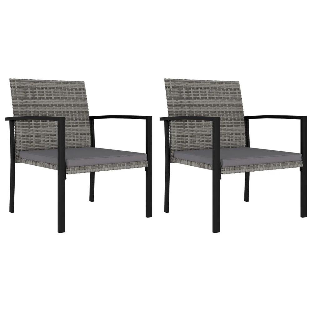 vidaXL Garden Dining Chairs 2 pcs Poly vidaXL Rattan Grey - Uncategorized Garden Chairs