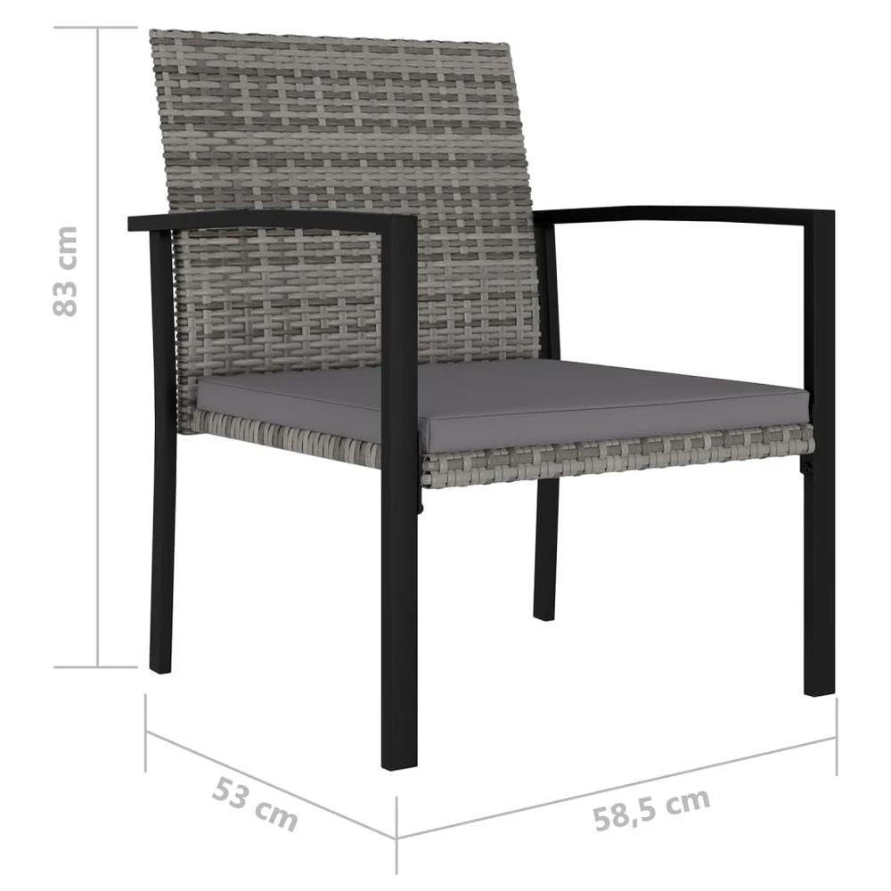 vidaXL Garden Dining Chairs 2 pcs Poly vidaXL Rattan Grey - Uncategorized Garden Chairs