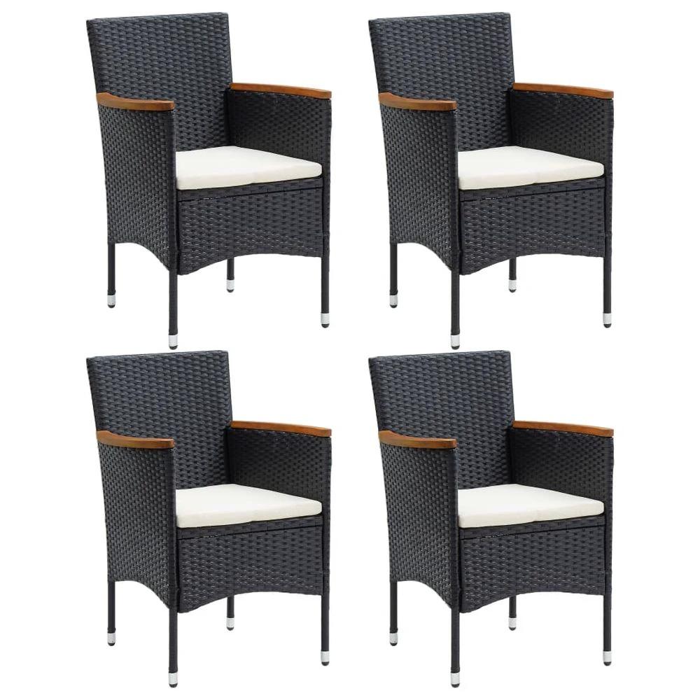 Garden Dining Chairs 4 pcs vidaXL Poly Rattan Black by vidaXL