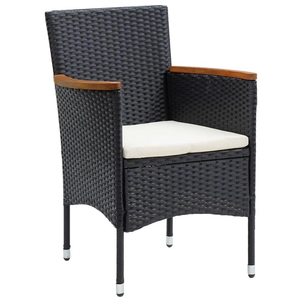 Garden Dining Chairs 4 pcs vidaXL Poly Rattan Black by vidaXL