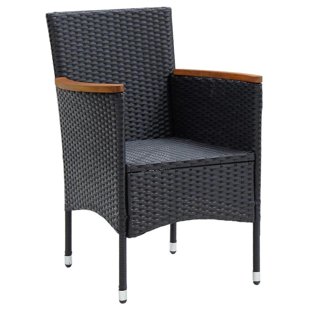 Garden Dining Chairs 4 pcs vidaXL Poly Rattan Black by vidaXL