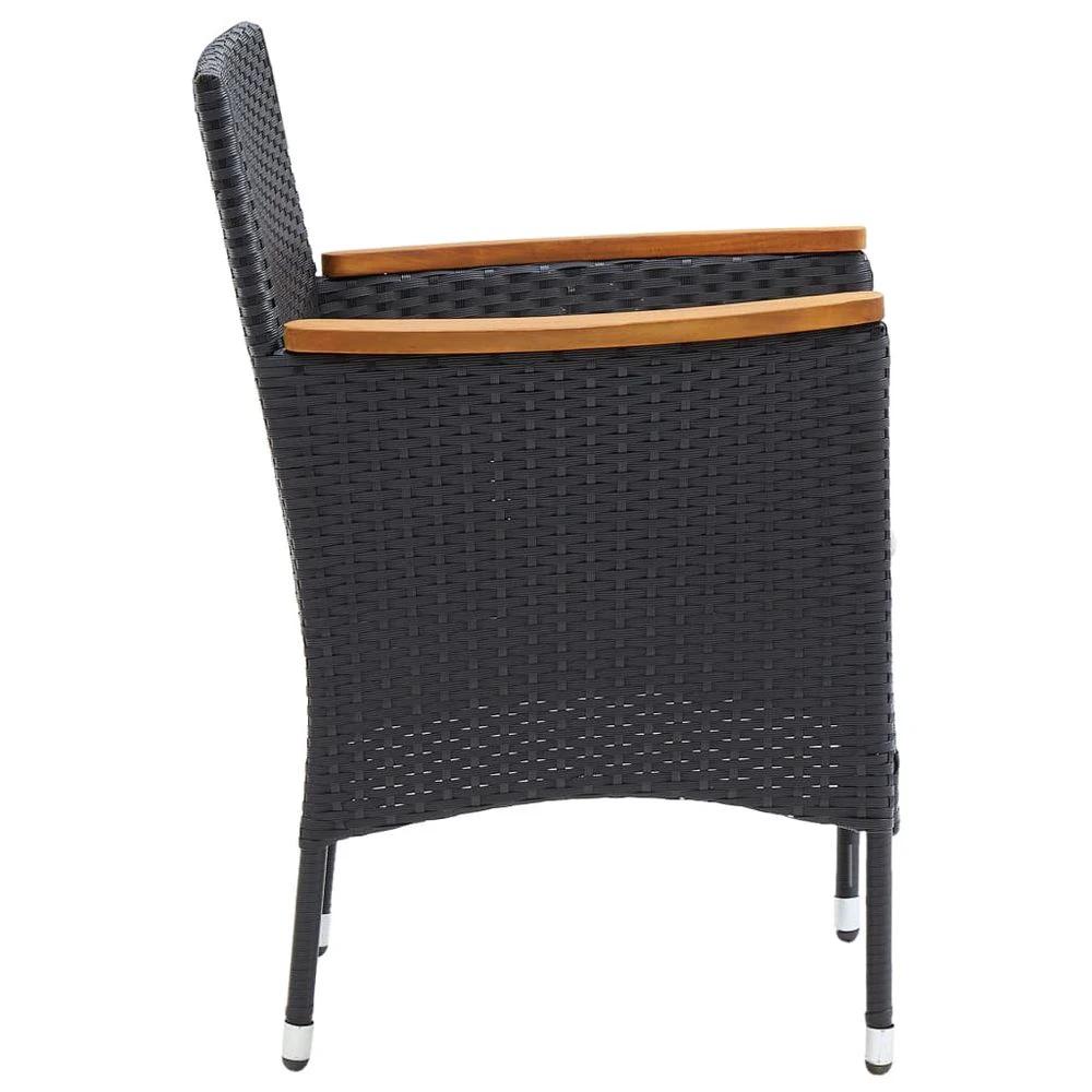 Garden Dining Chairs 4 pcs vidaXL Poly Rattan Black by vidaXL