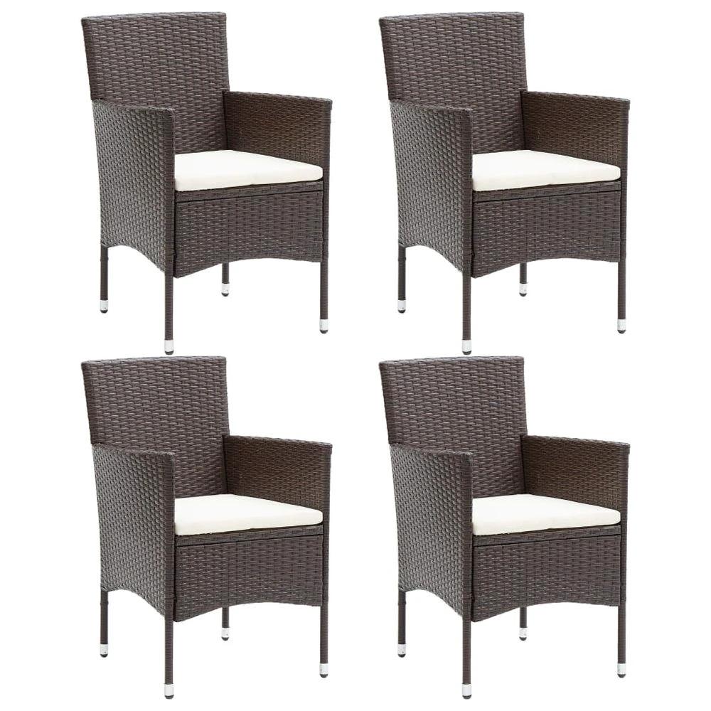 vidaXL Garden Dining Chairs 4 pcs vidaXL Poly Rattan Brown - Uncategorized Garden Chairs